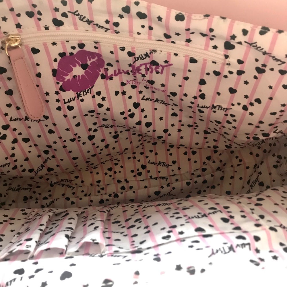 Betsey Johnson Pink Cat Woven Straw Litch Tote - Picture 4 of 8